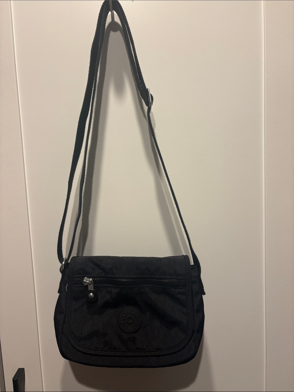 Kipling Black Crossbody Messenger Bag with Front Zip
